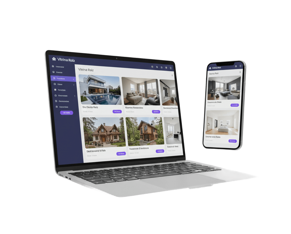 Vitrina Raíz - Plataforma responsive en laptop y móvil