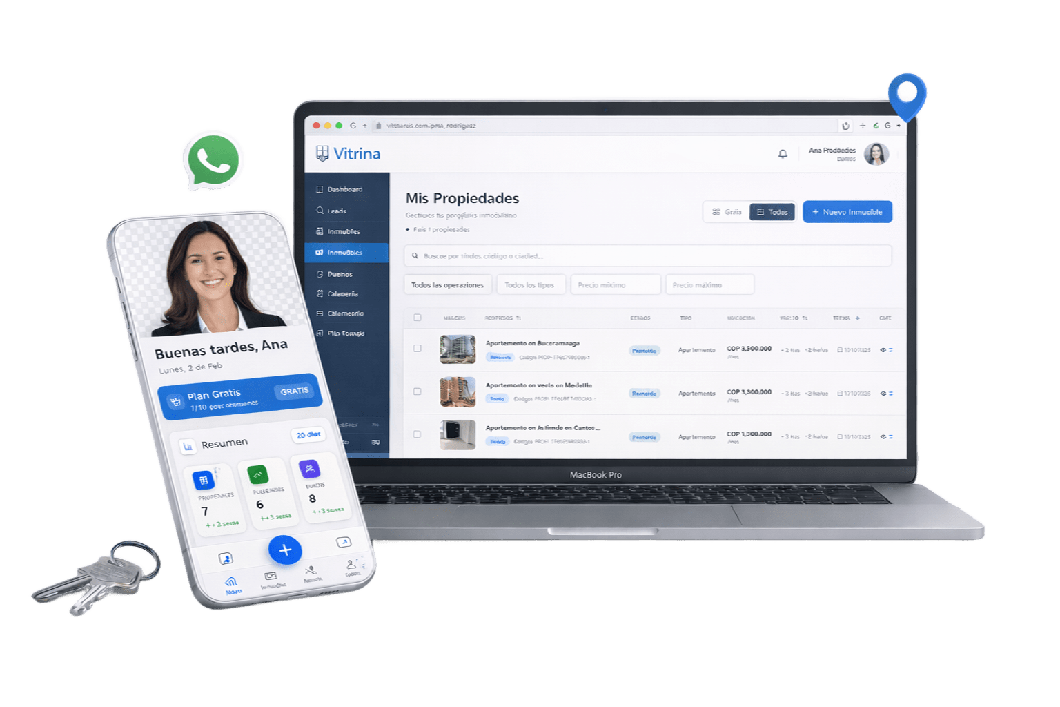 Catálogo inmobiliario digital - Plataforma responsive en laptop y móvil