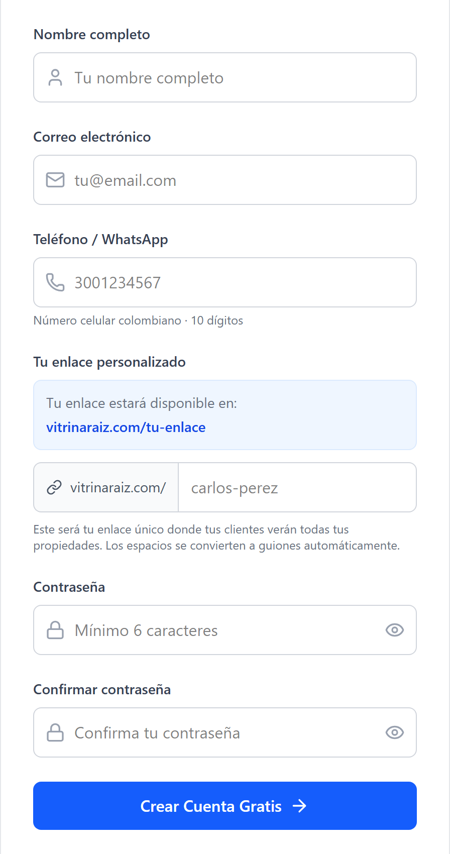 Creación de cuenta y configuración inicial del perfil de agente