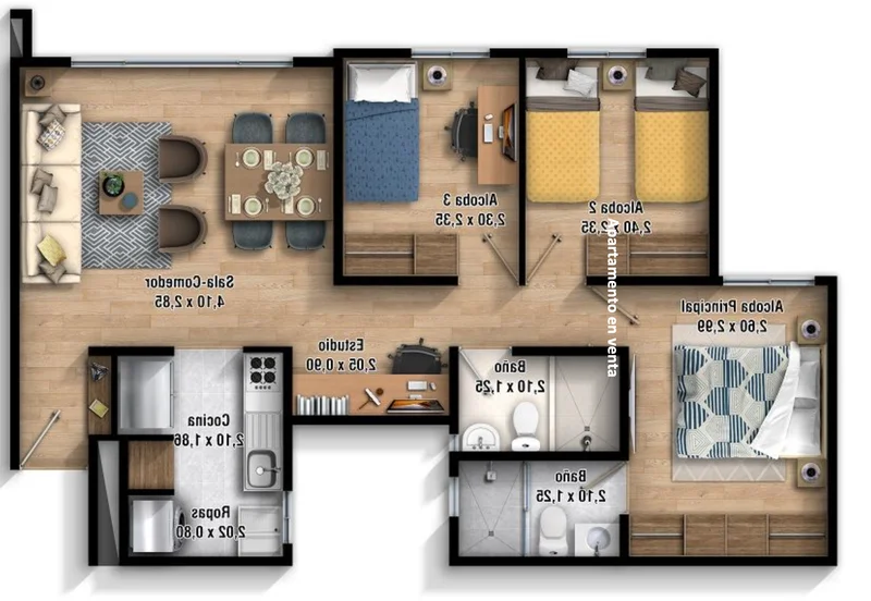 Viva en un hermoso apartamento ultimo piso en conjunto club House 