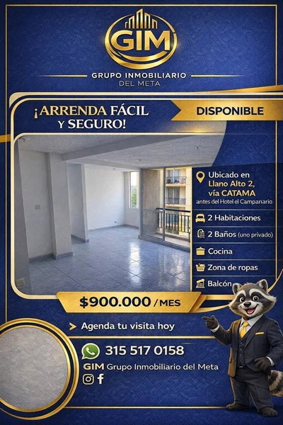 Se arrienda excelente apartamento ubicado en Llano Alto 2, vía Catama 