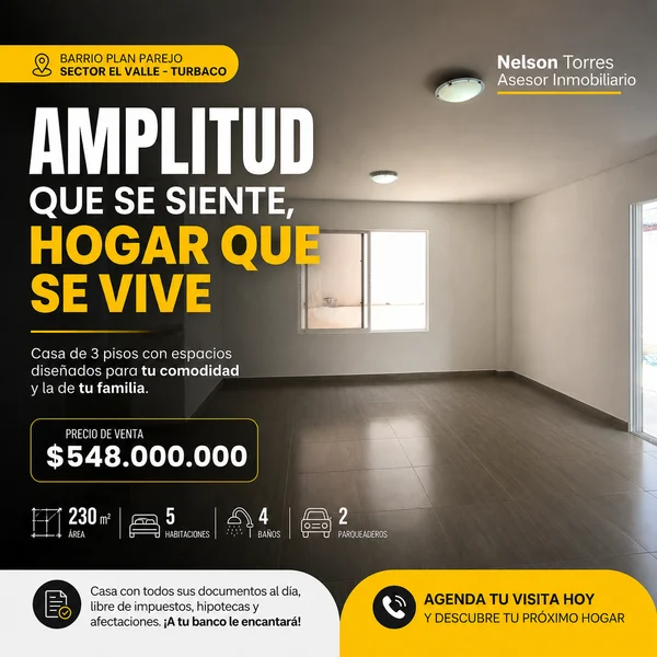 Casa 3 pisos | Urb. El Valle, Turbaco | 235 m² lote | Avalúo $548M | Lista para escriturar