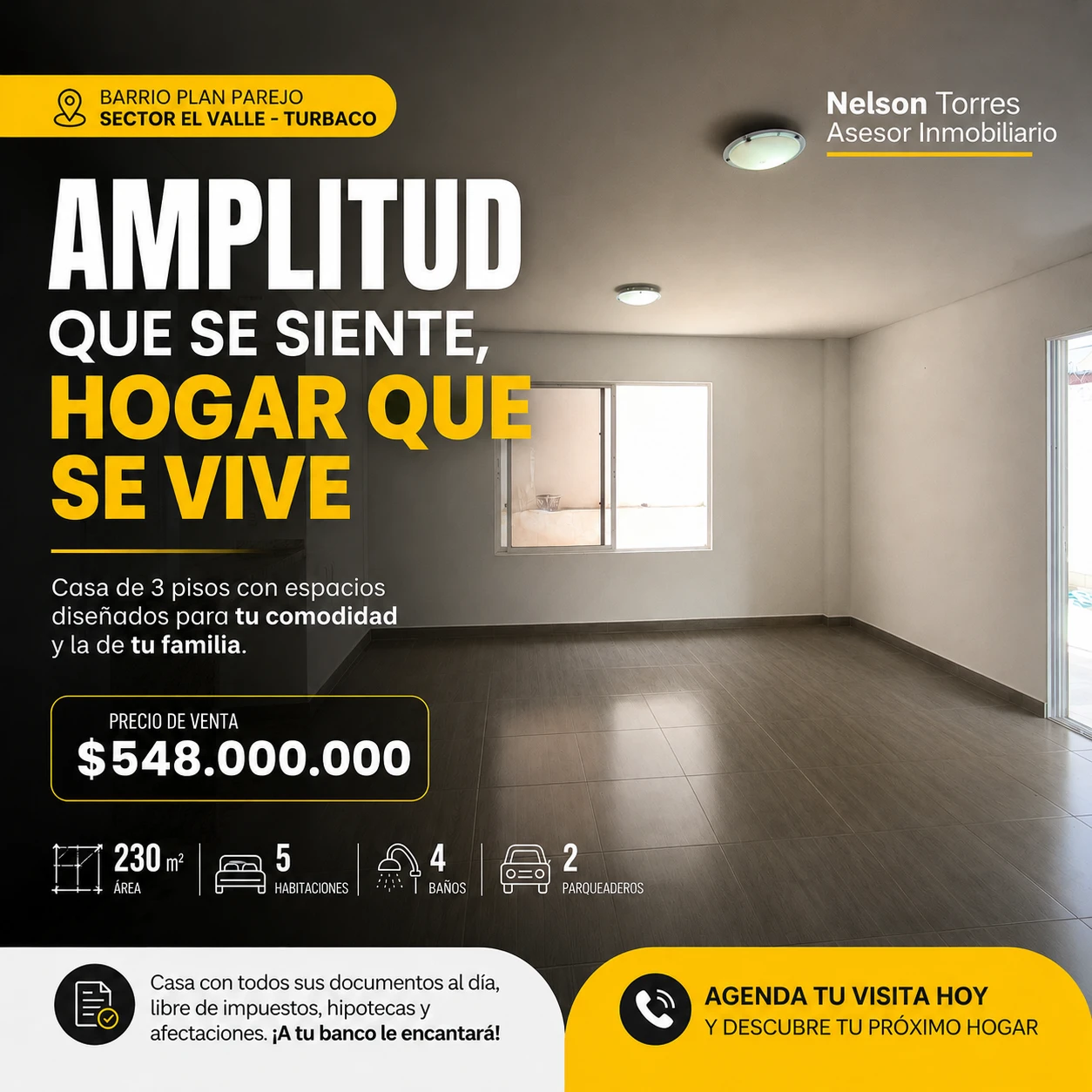 Casa 3 pisos | Urb. El Valle, Turbaco | 235 m² lote | Avalúo $548M | Lista para escriturar
