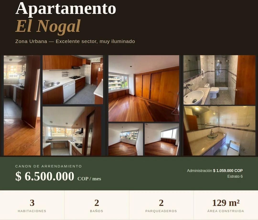 SE ARRIENDA APARTAMENTO EN EL NOGAL