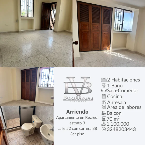 Apartamento en arriendo recreo