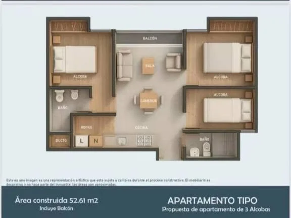 🏬 APTOS FUSAGASUGÁ. Sobre Planos de 2 ó 3 alcobas, entrega 2028-2029, 52.6 m2. Aplica VIS — foto 16 de 17