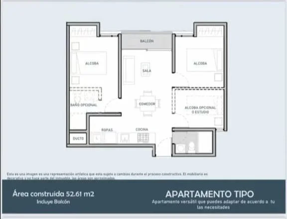 🏬 APTOS FUSAGASUGÁ. Sobre Planos de 2 ó 3 alcobas, entrega 2028-2029, 52.6 m2. Aplica VIS — foto 17 de 17